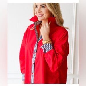 NWT Caryn Lawn Katherine Top in Red with Black and White Trim Size 1 (fits 0-4)